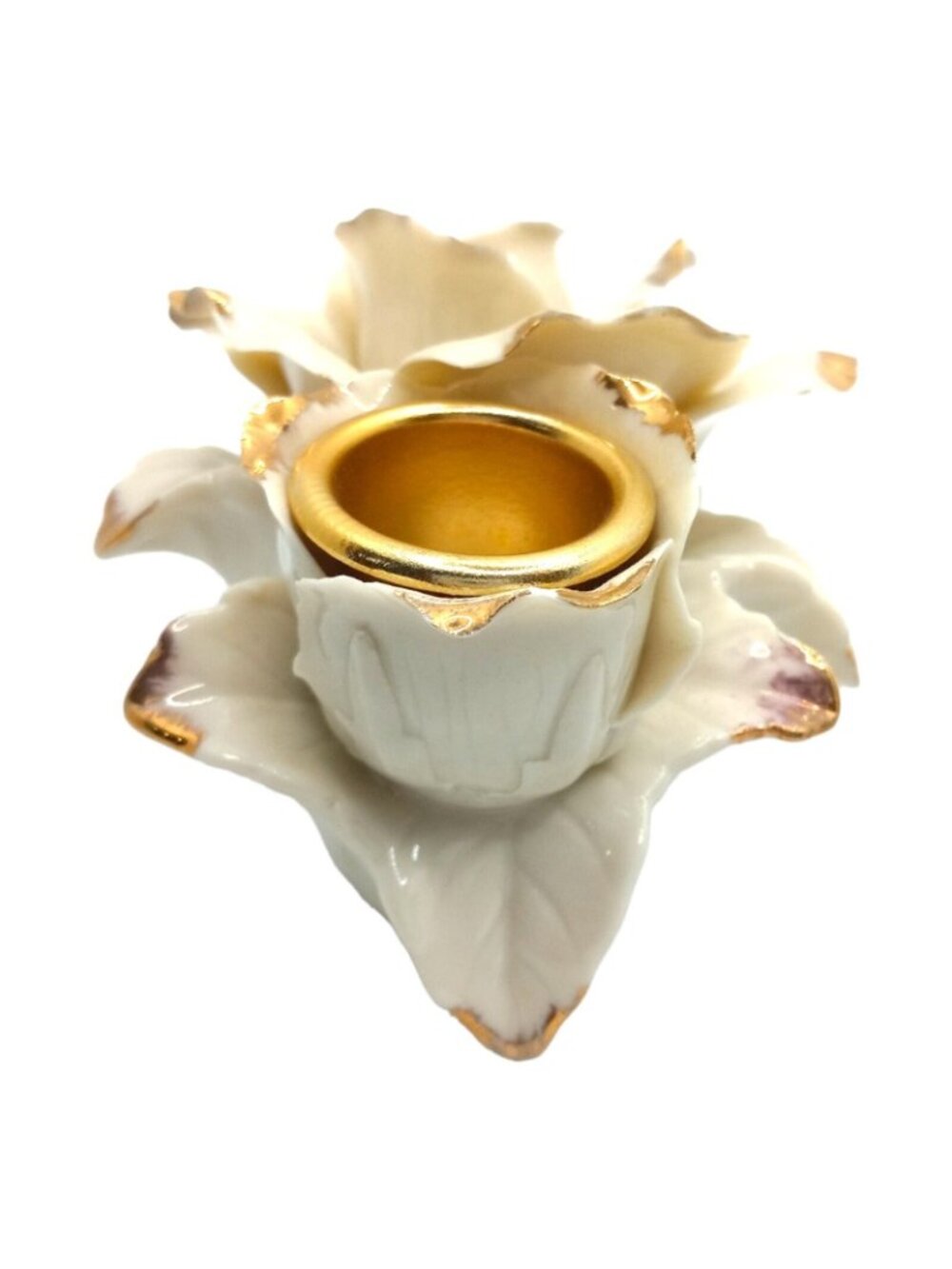 Winter Rose Porcelain Candle Holders Romantic Cottage Whimsy Fairy Vintage - Picture 3 of 8